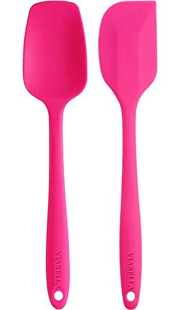 Silikon Kaşık Spatula Seti 6lı Yanmaz Yapışmaz Çizmez Fusya-yeşil-turkuaz 27cm