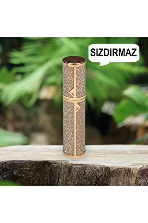 Simli Sızdırmaz Taşınabilir Mini Doldurulabilir Boş Küçük Seyahat Cep Parfüm Şişesi-Gold