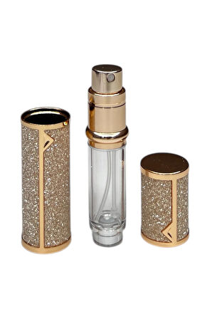 Simli Sızdırmaz Taşınabilir Mini Doldurulabilir Boş Küçük Seyahat Cep Parfüm Şişesi-Gold