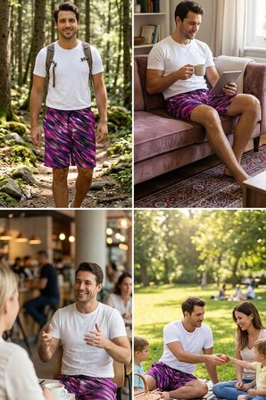 Şimşek Batik Desenli Rahat Kalıp Günlük Bermuda Şort