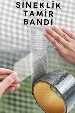 48mm x 2 Metre ( 3 ADET ) Fiber Tül Yaması -Gri Yapışkanlı Sineklik Tamir Bandı Delik Kapatıcı Sinek Kovucu Tül Tamir Yapışkanı