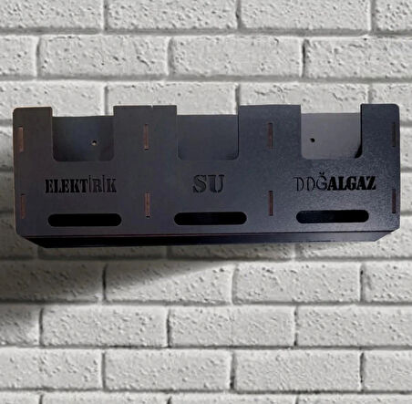 Siyah Renk Ahşap Mdf Fatura Kutusu Ortak Alan Düzenleyci