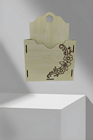  Ahşap Mdf Çiçek Dekorlu Büyük Boy Posta Kutusu Çiçek Kutusu Duvar Dekorasyonu