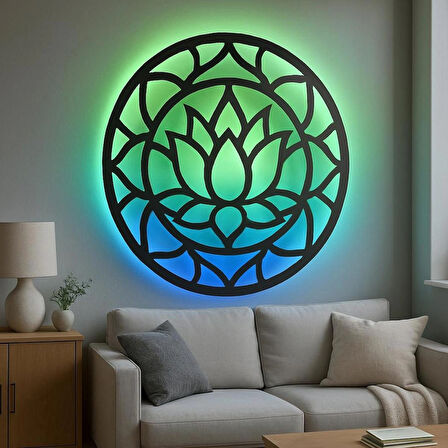 LOTUS ÇİÇEĞİ LED IŞIKLI AHŞAP MDF DEKOR