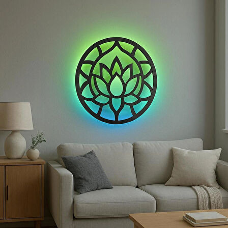 LOTUS ÇİÇEĞİ LED IŞIKLI AHŞAP MDF DEKOR