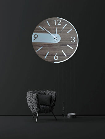 Gümüş Aynalı Pleksi  Tasarım Modern Duvar Dekorasyonu Saat