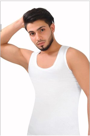#Atlet Esnek Günlük Nefes Alan Ter Emici Kaliteli SİSMEN03 Beyaz Penye 3'lü Erkek Atlet
