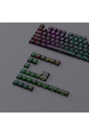 Contourline Keycaps 130 Adet Klavye Tuşu Tam Set Çatlak Işıklı Tuş Takımı