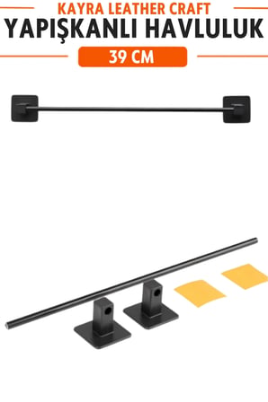 Siyah Yapışkanlı Havluluk 39 cm Banyo Mutfak Askısı Paslanmaz Metal Delmesiz Kağıt Havlu Tutucu Modern Bez Havluluk Standı Duvara Monte Siyah Havlu Askısı Kendinden Yapışkanlı Pratik Montaj
