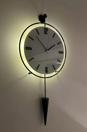 Orta Boy (37X80CM) - Masippi Siyah - Pilli Led - Metal Dekoratif Duvar Saati
