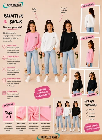 Kışlık Kız, Erkek, Yetişkin Unisex Siyah, Pembe, Beyaz 3'lü Sweatshirt Takımlar