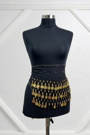 Siyah Şakira Dansöz Dans Kemeri Zilli Parti Gold Pullu, Gelin Düğün Dans Eğlence Oryantal Shakira Kemeri