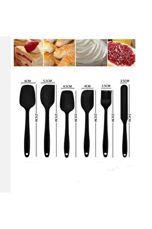 Siyah Silikon Spatula kaşık Seti 6 Parça. Siyah tek parçalı