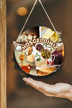 Şarküteri Market Kapı Duvar Pano Karşılama Tabelası, Kahvaltı, Mandıra Dükkan Karşılama Süs Tablosu