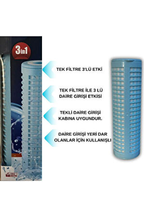Tek Housingli Daire Girişi Kireç Önleyici Tortu Filtreli 3 Özellikli Su Arıtma Filtre