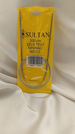 Sultan Çelik Telli Misinalı Şiş 100 cm. - No:2.5 mm (1 Adet)