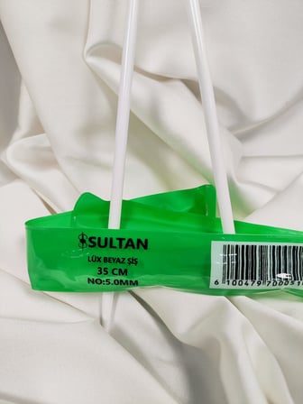 Sultan Lüx Beyaz Örgü Şişi 35 cm. - No:5 mm (1 Çift)