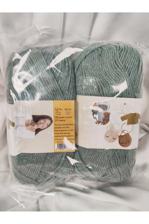 Cotton Mentol Yeşili El Örgü İpi 100gr. - 175mt. (2 Adet) - (Amigurumi İpi) Renk: 027