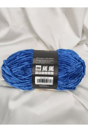 Dream Soft Kadife Kot Mavi El Örgü İpi 100gr. 120mt.(1 Adet) - Renk: 923