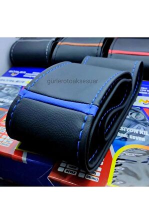 Tofaş Şahin Doğan Uyumlu Soft Mavi Yüzüklü Dikmeli Direksiyon Kılıf