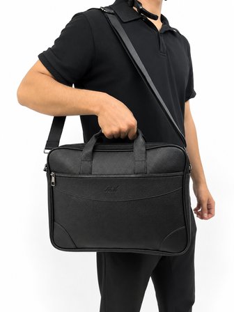 ADM Unisex Çok Gözlü Suni Deri Omuz Askılı Laptop, Evrak Çantası