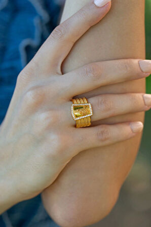 Tuğralı Hasır Altın Yüzük