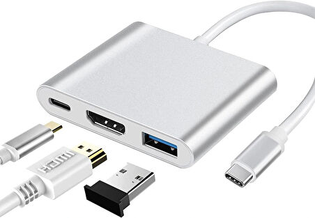 Desingshop Type C To USB-C 4 K Hd HDMI USB 3.0 Port Adaptörü Şarj USB-C
