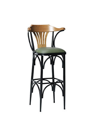 169/75 Bar Taburesi – Yeşil Deri Oturum, Metal Ayaklı, 75 Cm Yükseklik Bar Sandalyesi