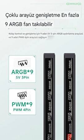 SNOWMAN ARGB 5V 3 PİN + PWM 12V 4 PİN FAN ÇOKLAYICI