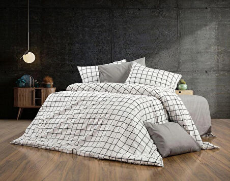 Home Concept Pamuklu Çift Kişilik Nevresim Takımı Bırd Beyaz