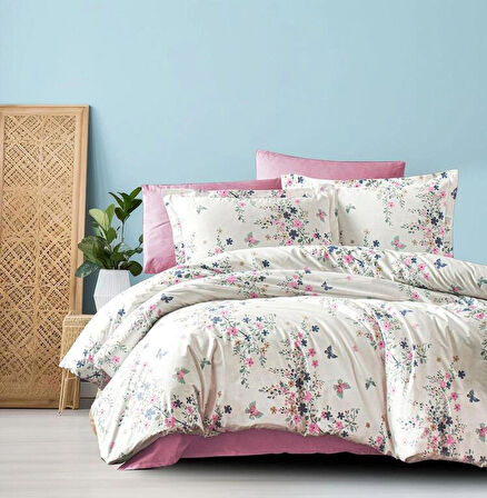 Home Concept Pamuklu Çift Kişilik Nevresim Takımı Hira Pembe
