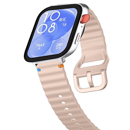 Huawei Watch Fit 3 İle Uyumlu Dalga Desenli Tokalı Yumusaş Soft Silikon Kordon