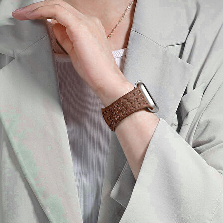 Apple Watch Uyumlu 44 45 46mm Leopar Desenli Yumuşak Silikon Kordon Seri 2 3 4 5 6 Se 7 8 9 10 