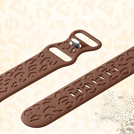 Apple Watch Uyumlu 44 45 46mm Leopar Desenli Yumuşak Silikon Kordon Seri 2 3 4 5 6 Se 7 8 9 10 