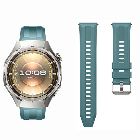 Sneezy Huawei Watch GT6 Pro 46mm İle Uyumlu Spor Silikon Metal Tokalı Soft Saat Kordonu
