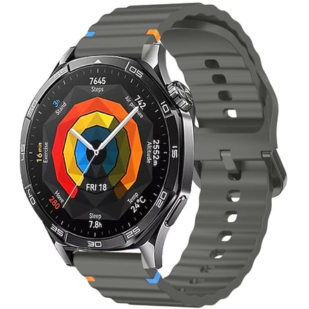 Huawei Watch GT5 Pro 46mm İle Uyumlu Dalga Desenli Tokalı Yumusaş Soft Silikon Kordon