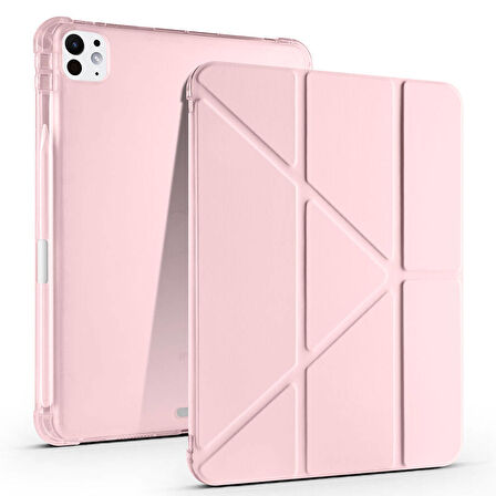 iPad Pro 11 inç M4 2024 Uyumlu Kılıf Üçgen Katlanabilir Kalem Şarj Bölmeli Kılıf A2836 A2837 A3006