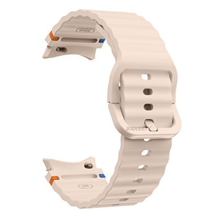 Samsung Galaxy Watch 6 40-43-44-47mm İle Uyumlu Metal Tokalı Dalgalı Spor Silikon Kordon