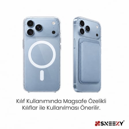 Sneezy İphone 18 Pro -18 Pro max Uyumlu Birinci Sınıf Magsafe Cüzdan Magsafe Deri Kartlık