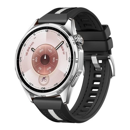 Huawei Watch GT6 46mm İle Uyumlu SportStripe Örgü Desen Metal Tokalı Silikon Akıllı Saat Kordonu