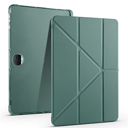 Honor Pad 9 Kılıf Üçgen Katlanabilir Pu Deri Kapaklı Kalemlikli Dikey Standlı Akıllı Tablet Kılıfı