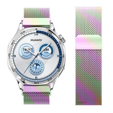 Huawei Watch GT5 46mm Uyumlu Manyetik Milanese Loop Metal Kordon 