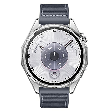 Sneezy Huawei Watch GT6 46mm İle Uyumlu Metal Tokalı Dikiş Desenli Dokuma Silikon Kordon