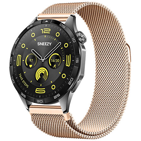 Huawei Watch GT4 46mm Uyumlu Manyetik Milanese Loop Metal Kordon 