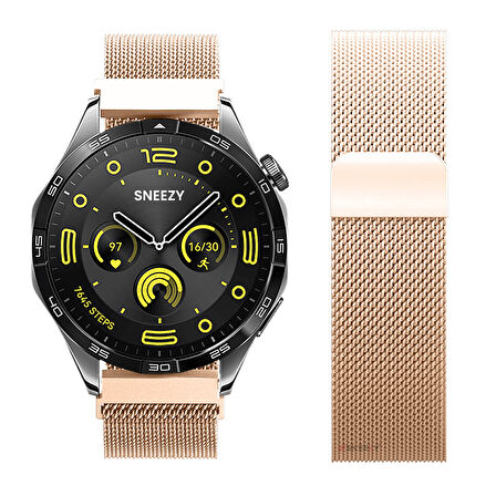 Huawei Watch GT4 46mm Uyumlu Manyetik Milanese Loop Metal Kordon 