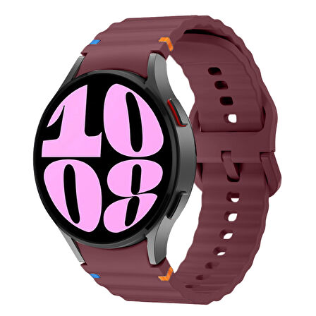 Samsung Galaxy Watch 6 40-43-44-47mm İle Uyumlu Metal Tokalı Dalgalı Spor Silikon Kordon
