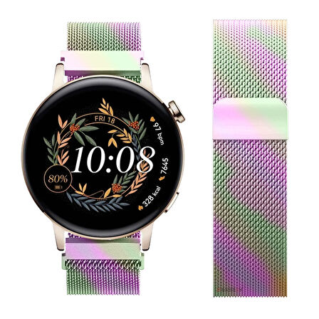 Huawei Watch GT3 42mm GT2 42mm Uyumlu Kordon Manyetik Milanese Loop Metal Kordon 