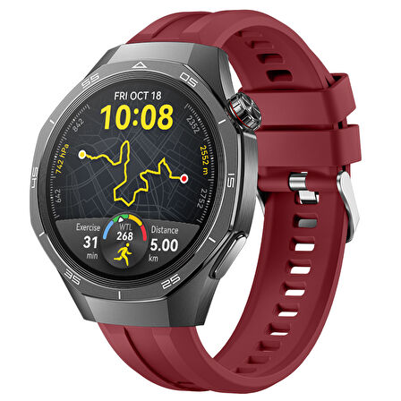 Sneezy Huawei Watch GT5 Pro 46mm İle Uyumlu Spor Silikon Metal Tokalı Soft Saat Kordonu