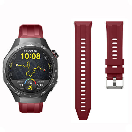 Sneezy Huawei Watch GT5 Pro 46mm İle Uyumlu Spor Silikon Metal Tokalı Soft Saat Kordonu