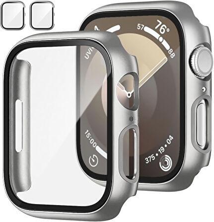 Apple Watch Series 10 46mm Uyumlu Starlight 360 Derece Koruma ve Temperli Cam Ekran Koruyucu